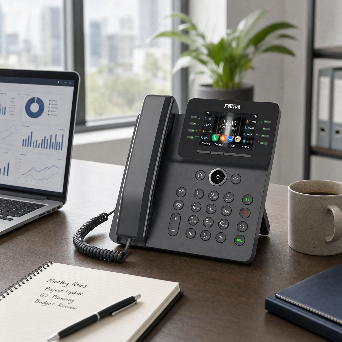 Fanvil V64 Prime Business IP Phone with 3.5" Color Display, Dual-Band Wi-Fi & Bluetooth 4.2
