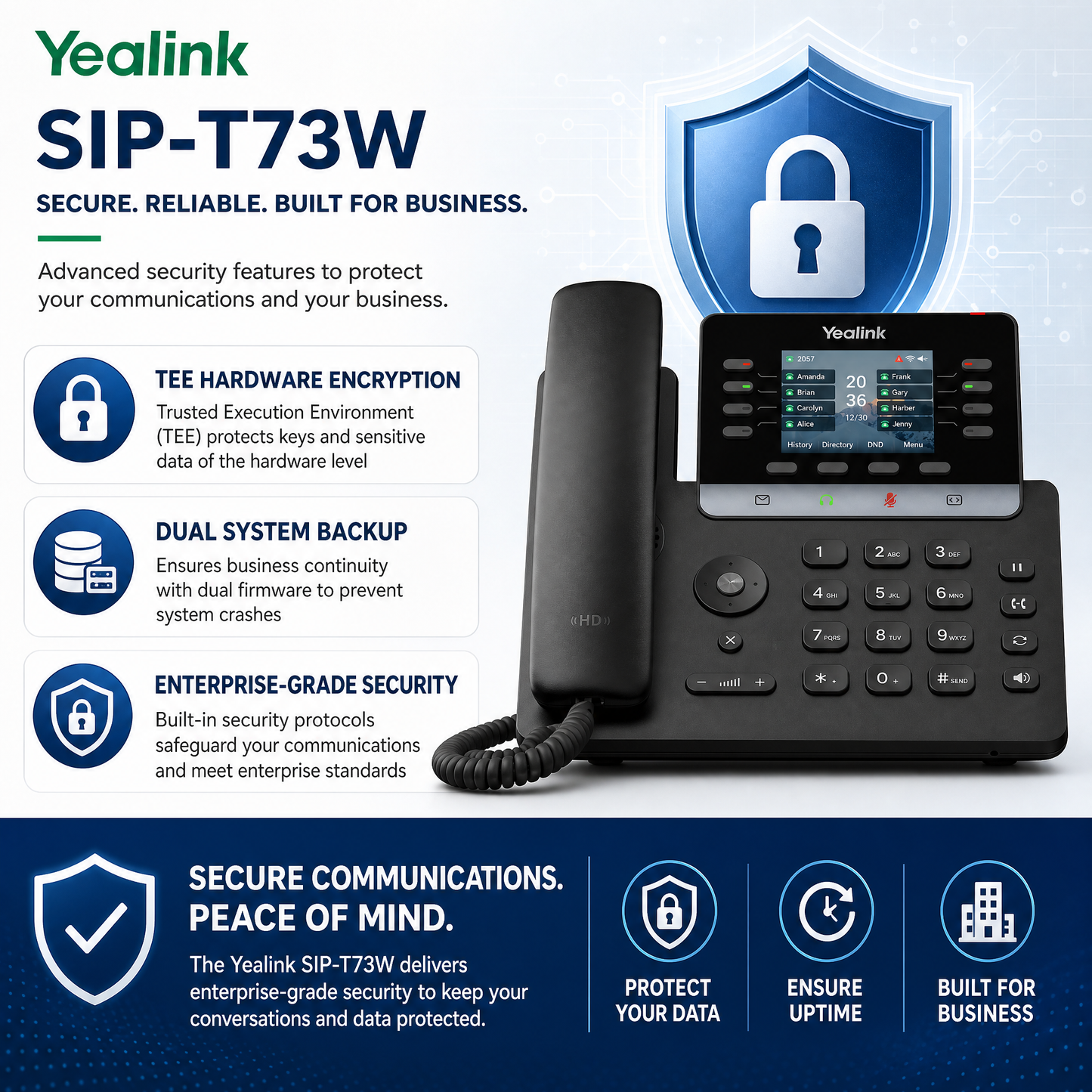 Yealink SIP-T73W IP Phone with Wi-Fi 6 and Bluetooth for Enterprise Unified Communications