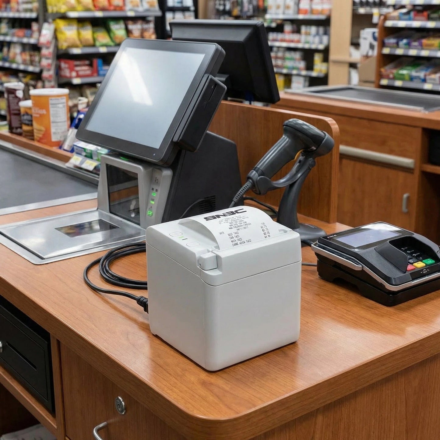 SNBC BTP-S80 132099 Direct Thermal Receipt Printer - USB, Serial, Ethernet, White
