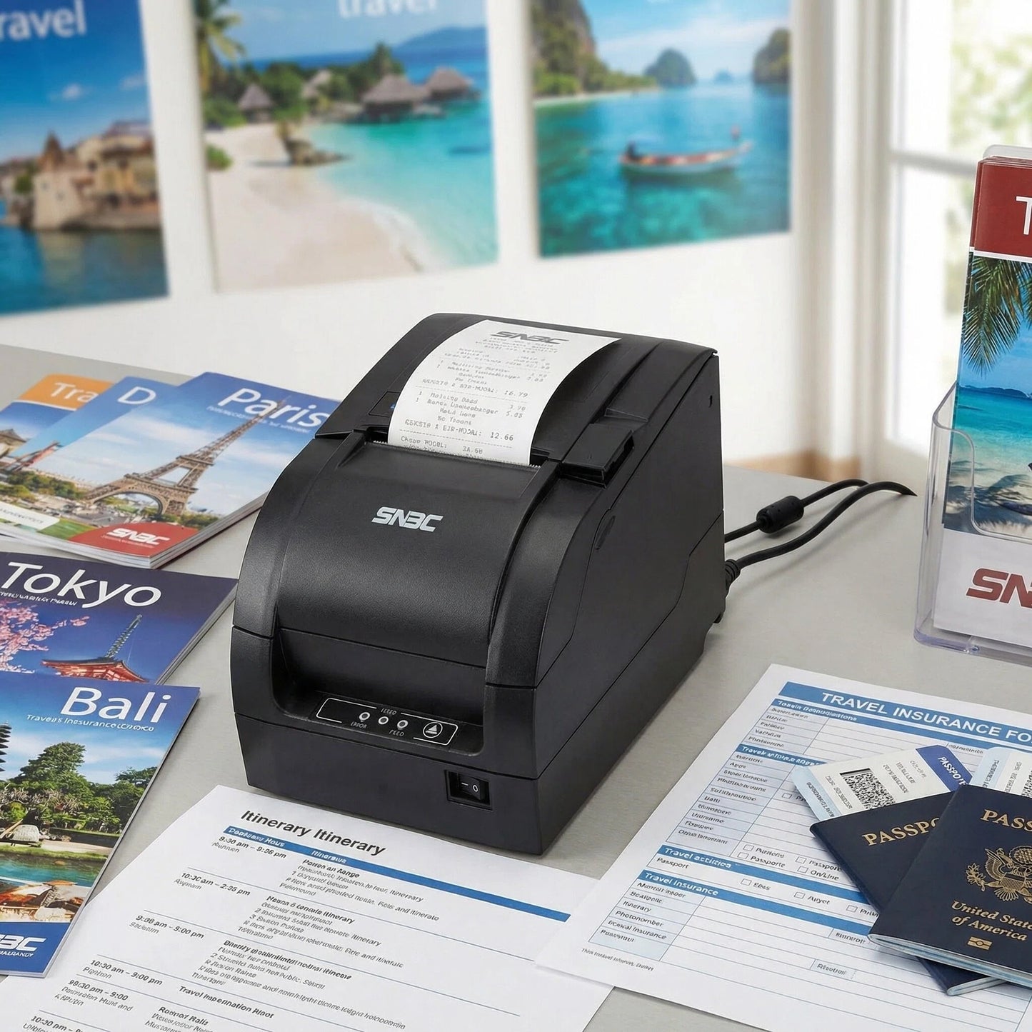 SNBC BTP-M300A Impact Receipt Printer - Auto Cutter, USB, Serial, Ethernet, Black