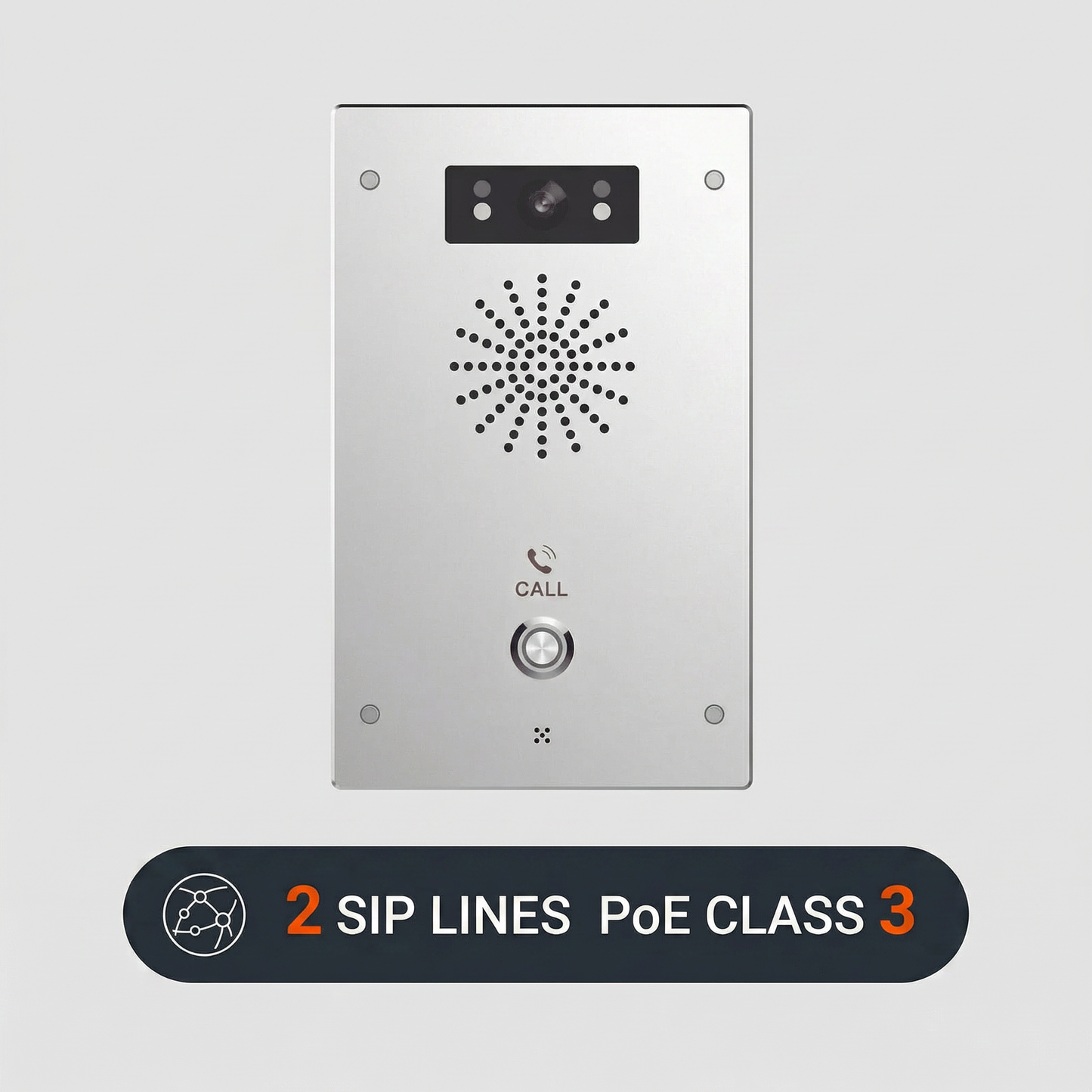 Fanvil i16SV Outdoor SIP Video Intercom - 1080p HD Camera, Infrared Night Vision, 2 SIP Lines, PoE, IP65/IK10, Anti-Tamper Alarm, Die-Cast Aluminum, Wall-Mount, Black
