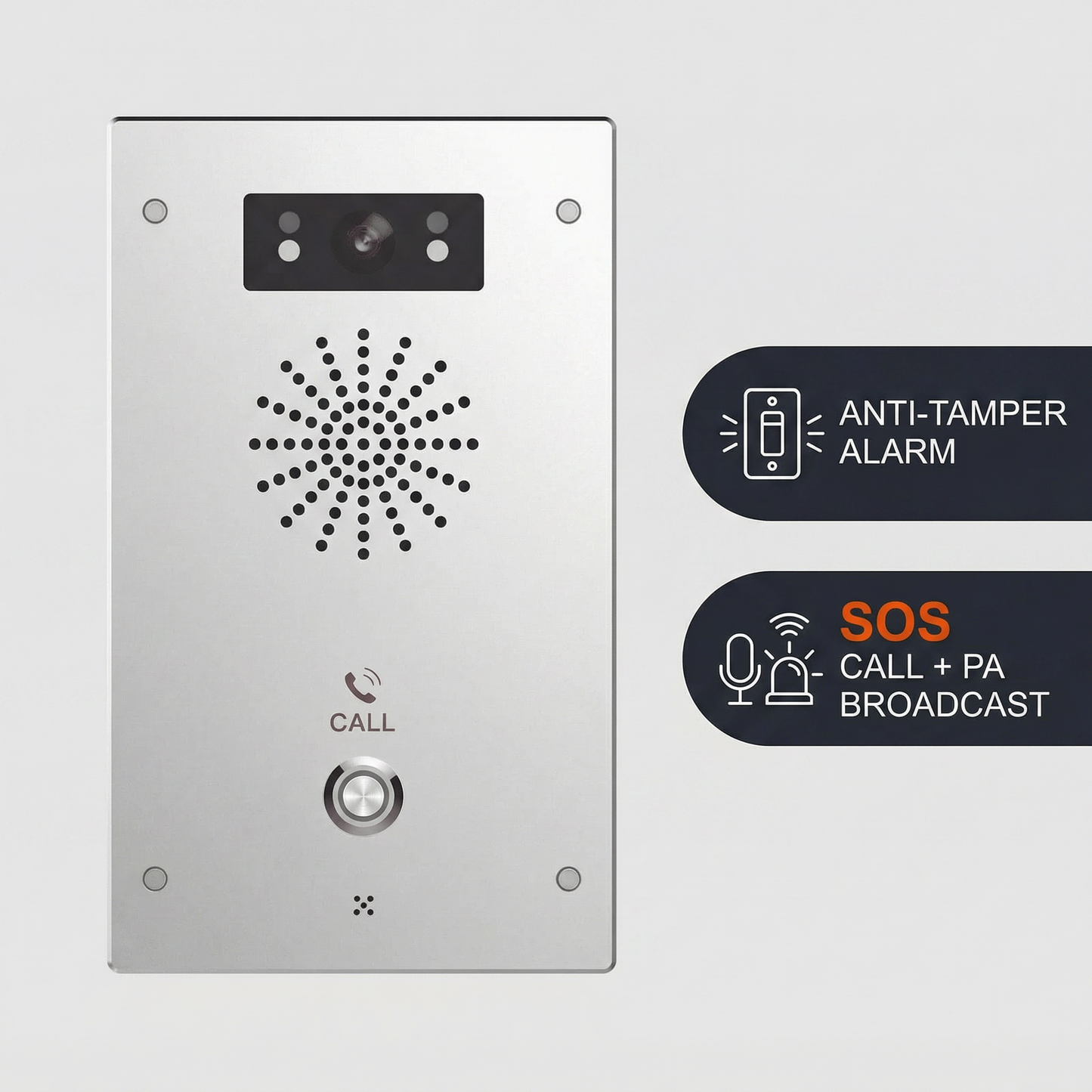 Fanvil i16SV Outdoor SIP Video Intercom - 1080p HD Camera, Infrared Night Vision, 2 SIP Lines, PoE, IP65/IK10, Anti-Tamper Alarm, Die-Cast Aluminum, Wall-Mount, Black
