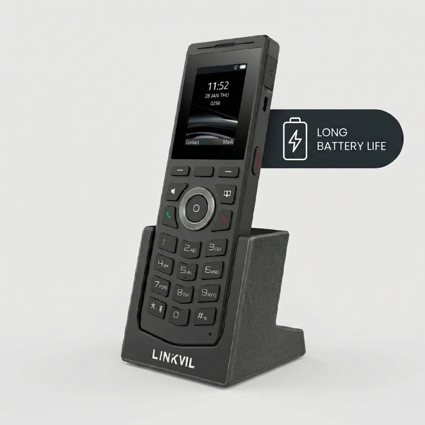 Fanvil W610W Portable Wi-Fi Phone - 2-Inch 240x320 Color Display, 4 SIP Lines, Dual-Band 2.4GHz/5GHz Wi-Fi, Bluetooth 5.0, 16 DSS Keys, 1900mAh Battery, HD Voice, Drop-Safe 1.8m, PTT Button, Black