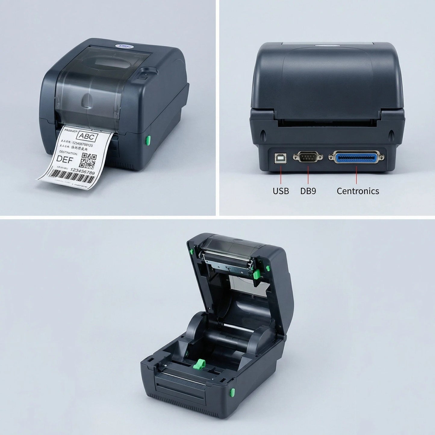 TSC TTP-247 Desktop Thermal Transfer Bar Code Printer - 203 Dots Per Inch, 7 Inches Per Second, 8 Megabytes SDRAM, 4 Megabytes Flash, USB, Serial, Parallel, Black