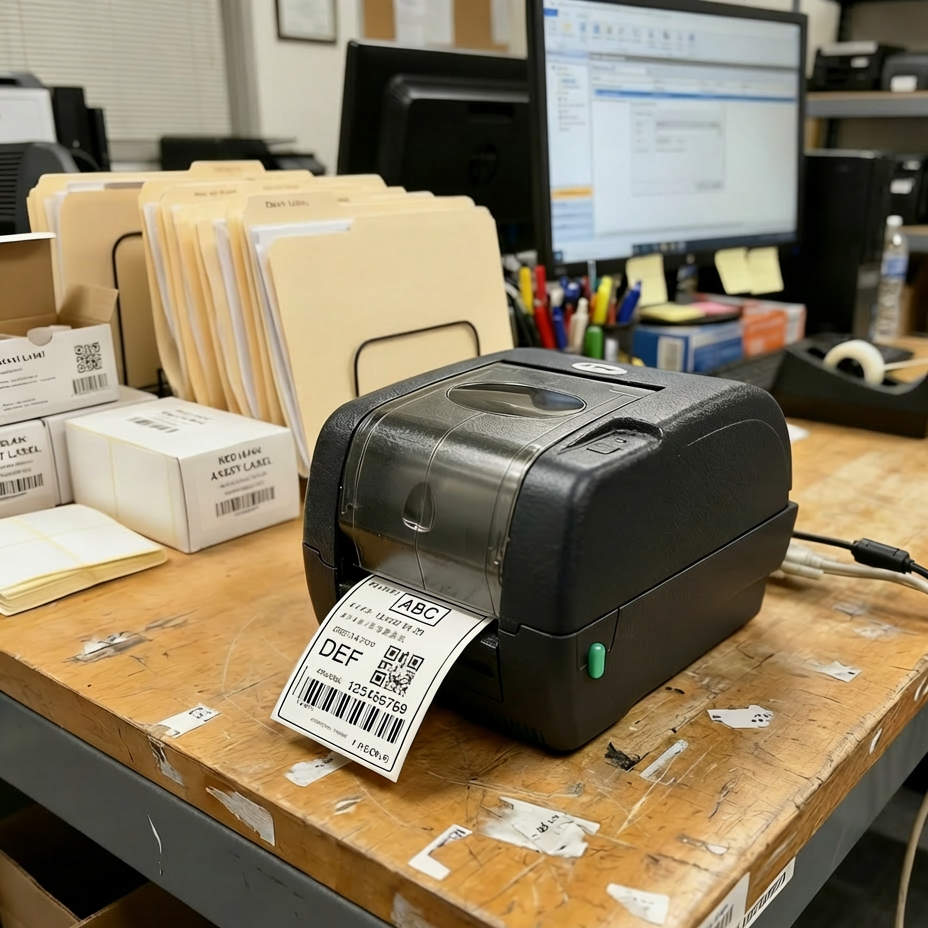 TSC TTP-247 Desktop Thermal Transfer Bar Code Printer - 203 Dots Per Inch, 7 Inches Per Second, 8 Megabytes SDRAM, 4 Megabytes Flash, USB, Serial, Parallel, Black