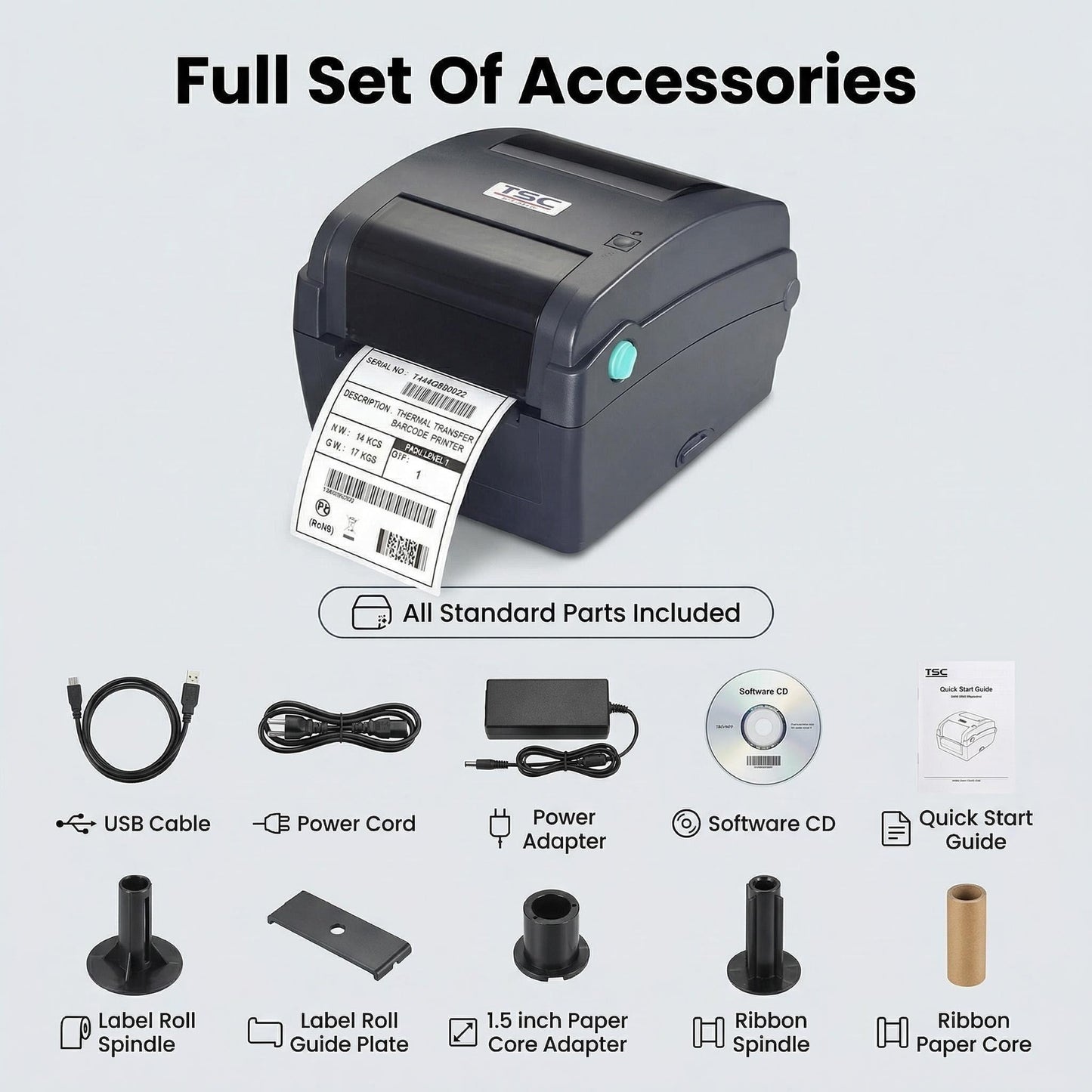 TSC TTP-345 Thermal Transfer Label Printer, 300 Dpi, 5 IPS, 3 Ports - USB, Parallel, Serial, Replaces 99-127A027-00Lf