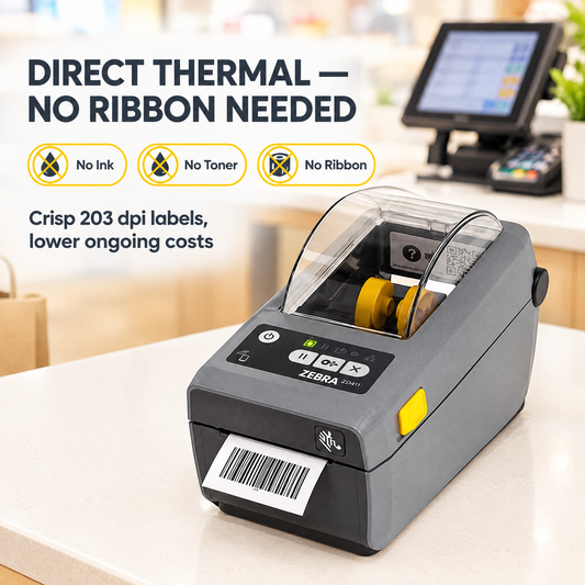 Zebra ZD411 ZD4A022-D01M00EZ 2-Inch Direct Thermal Desktop Barcode Label Printer with USB