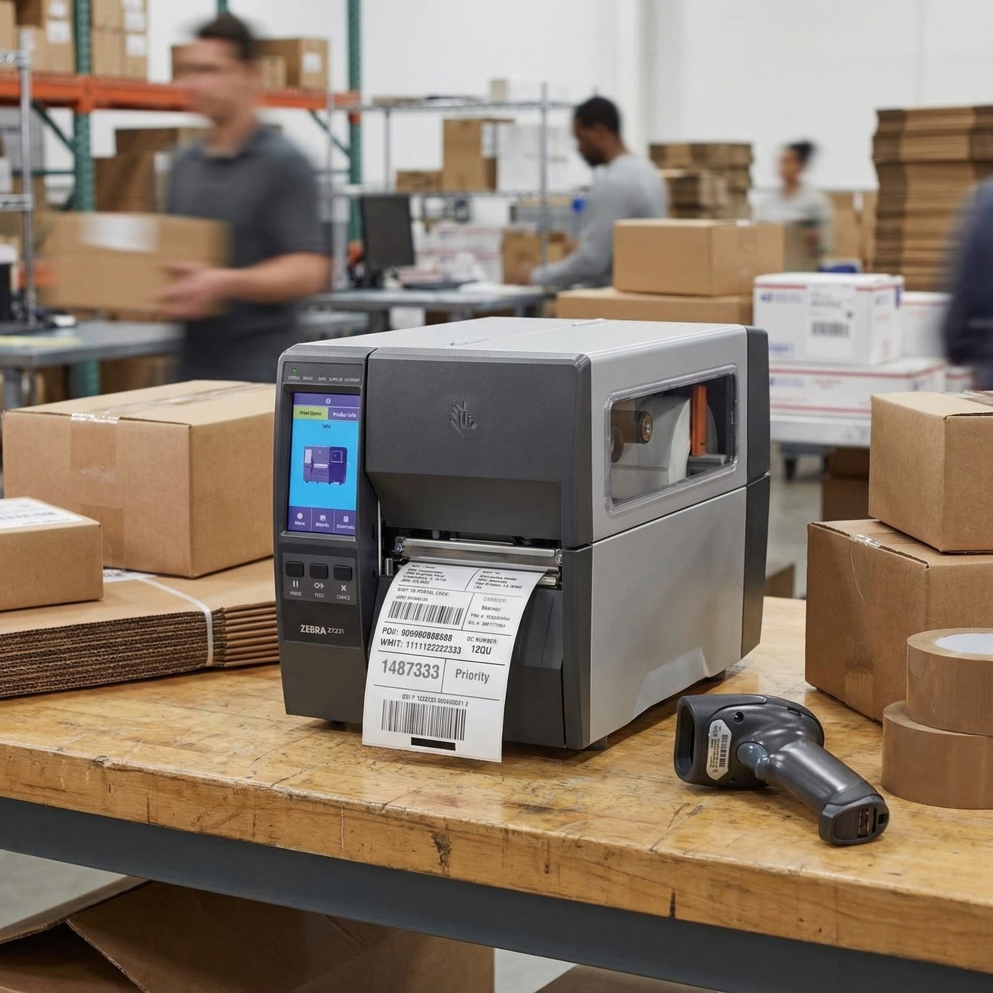 Zebra ZT23143-T01000FZ ZT231 4" Thermal Transfer Industrial Printer - 300 DPI, Tear-Off, USB, Serial, Ethernet, BTLE, USB Host, EZPL, US Cord