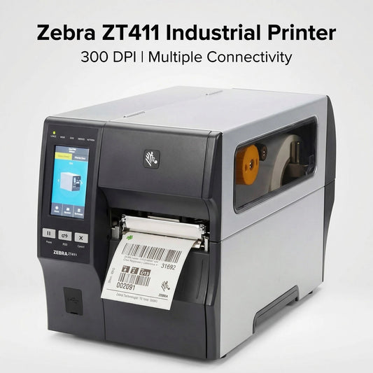 Zebra ZT41143-T010000Z ZT411 Industrial Label Printer - Thermal Transfer, 4-Inch Print Width, 300 dpi, Serial, USB, 10/100 Ethernet, Bluetooth 4.1/MFi, USB Host, US Cord
