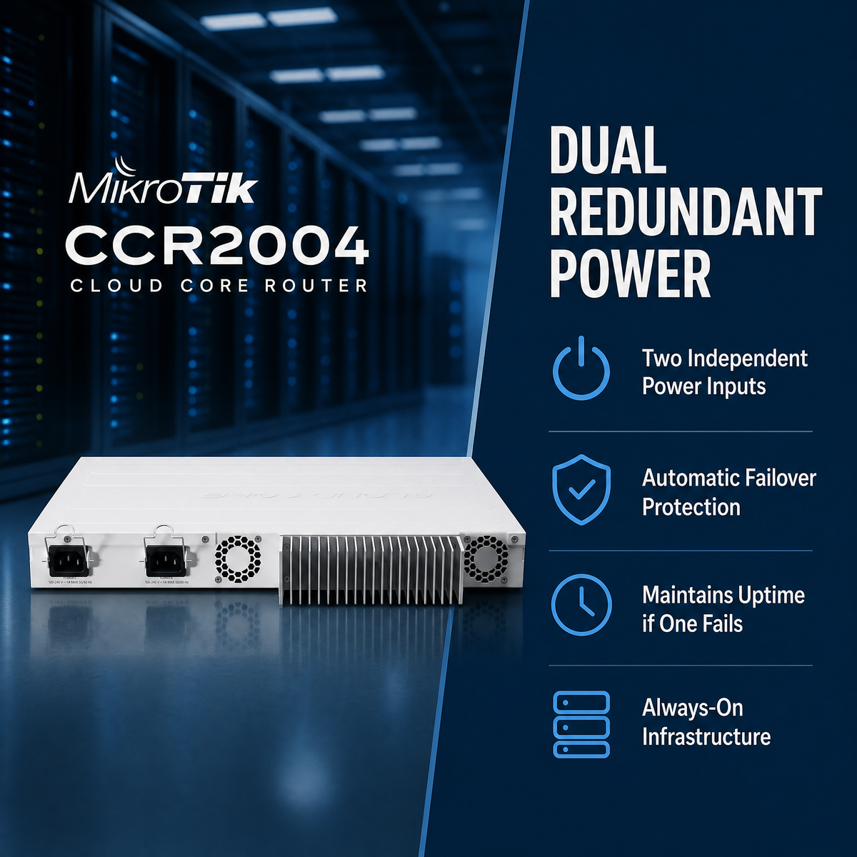MikroTik CCR2004-1G-12S+2XS Cloud Core Router with 12x 10G SFP+ and 2x 25G SFP28 Ports