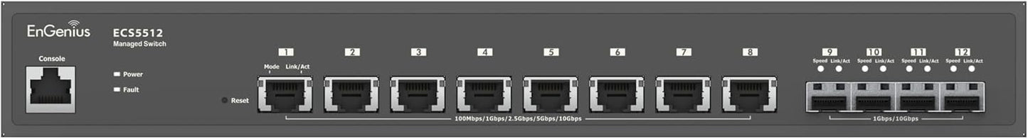 EnGenius Cloud 10 Gigabit ECS5512 8-Port 10G with 4 10G SFP+ Uplink Ports