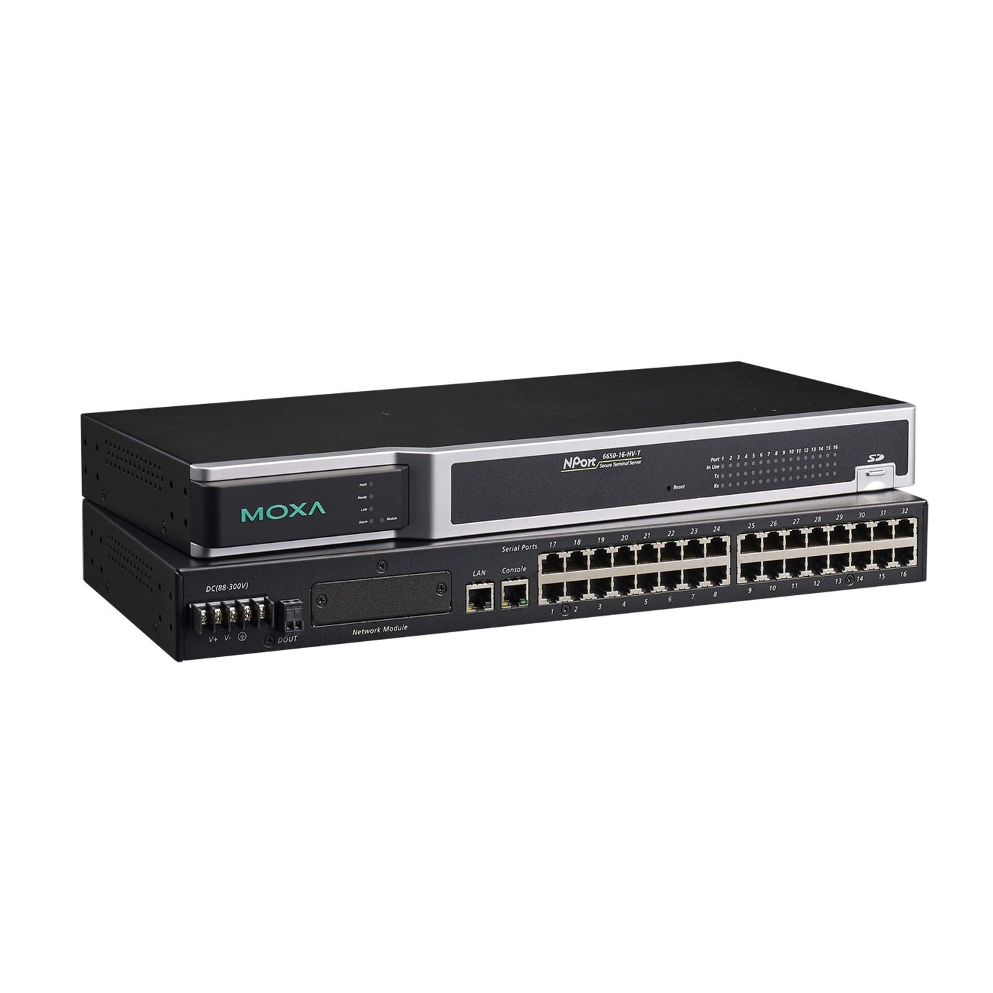 MOXA NPort 6650-16 - 16 Ports Rackmount RS-232/422/485 Secure Device Server, 100V~240VAC Input