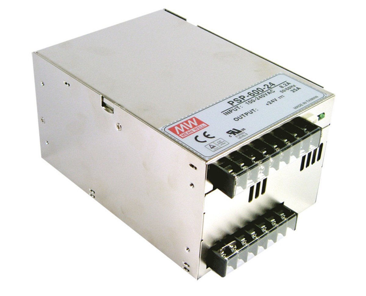 Mean Well PSP-600-48 Enclosed Switching AC-to-DC Power Supply, Single Output, 48V, 0-12.5A, 600W, 3.7" H x 4.7" W x 6.7" L