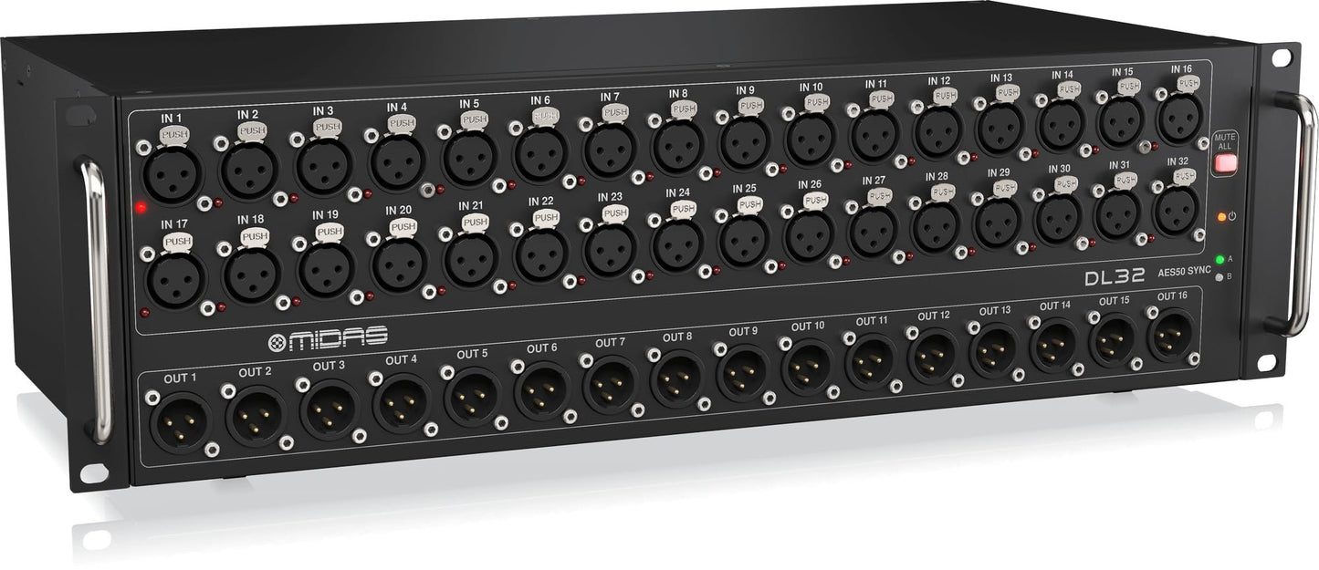 Midas DL32 Stage Box with Microphone Preamplifiers | 32 Input, 16 Output