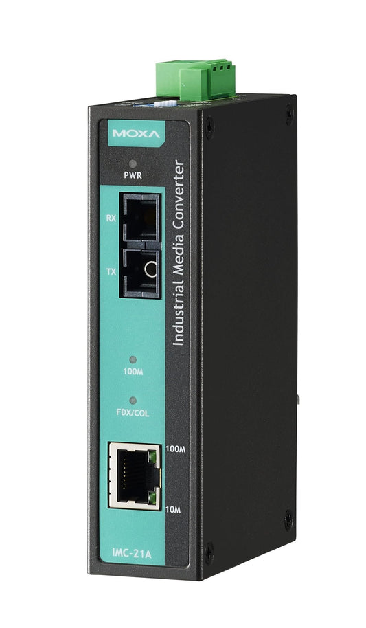 MOXA IMC-21A-M-SC Industrial 10/100BaseTX to 100BaseFX Media Converter｜Multi Mode, SC Connector, -10 to 60 °C