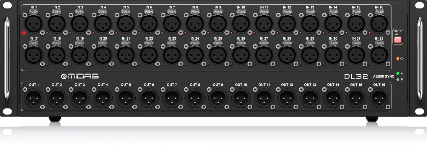 Midas DL32 Stage Box with Microphone Preamplifiers | 32 Input, 16 Output