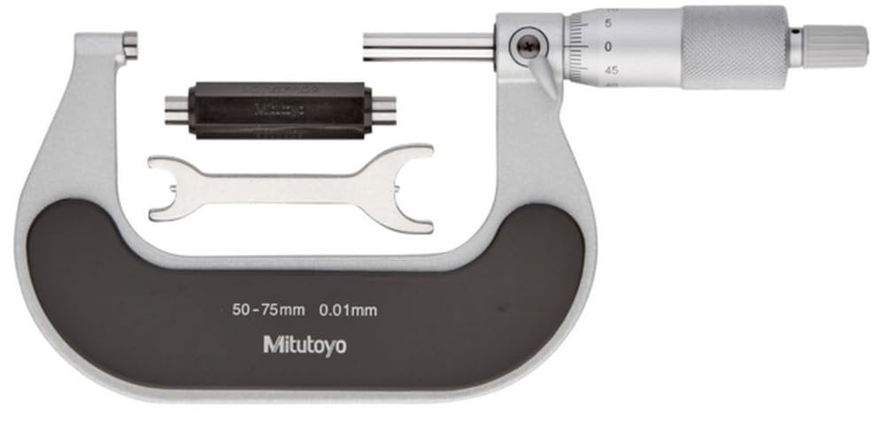 Mitutoyo Outside Micrometer | Heat Insulated Frame, Ratchet Stop, Metric