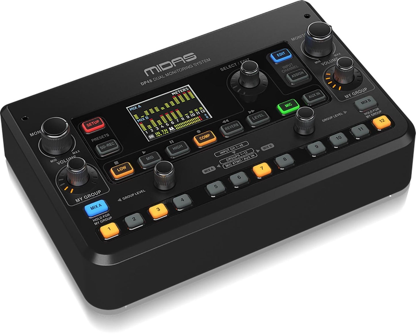 Midas DP48 Dual 48 Channel Personal Monitor Mixer | with SD Card Recorder, Stereo Ambience Microphone and Remote Powering