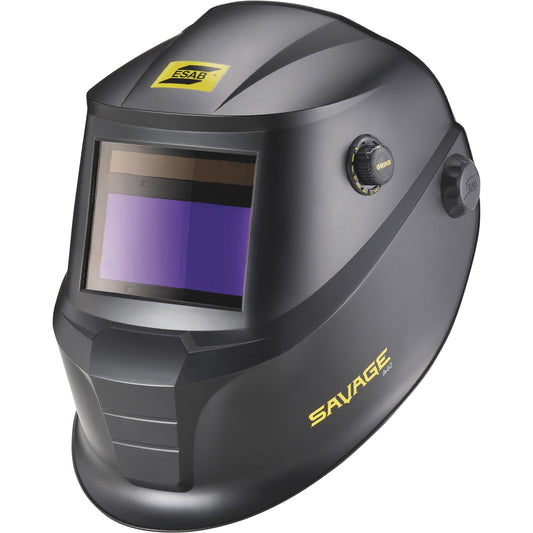 ESAB 0700000490 SAVAGE A40 Black Auto-Darkening Welding Helmet | External Shade Adjustment, Four Arc Sensor Auto Darkening, 3.93" x 1.96" True Color Viewing Lens, Sensitivity/Delay Control