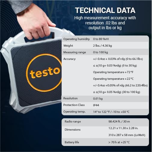Testo 560i App-Operated Refrigerant Scale Set – Reloading Scale and Carrying Bag