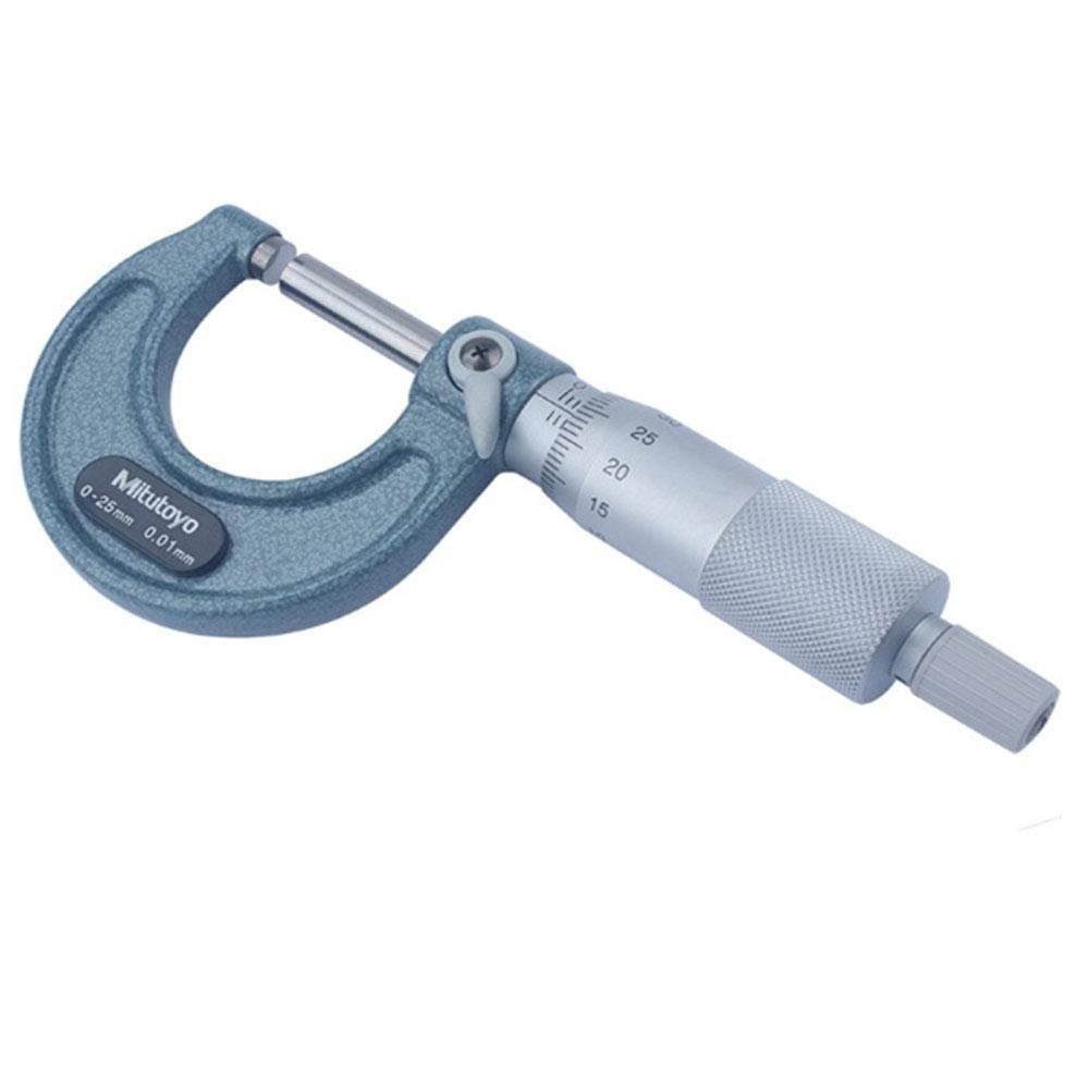 Mitutoyo 103-146-10 Outside Micrometer, Baked-enamel Finish, Ratchet Stop, 225-250mm Range, 0.01mm Graduation, +/-0.005mm Accuracy