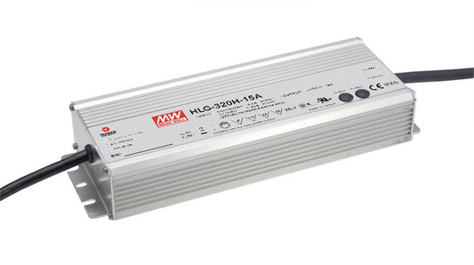Mean Well HLG-320H-12A Switching LED Power Supply, Single Output, 12V, 0-22A, 264W, 1.7" H x 3.5" W x 9.9" L, White