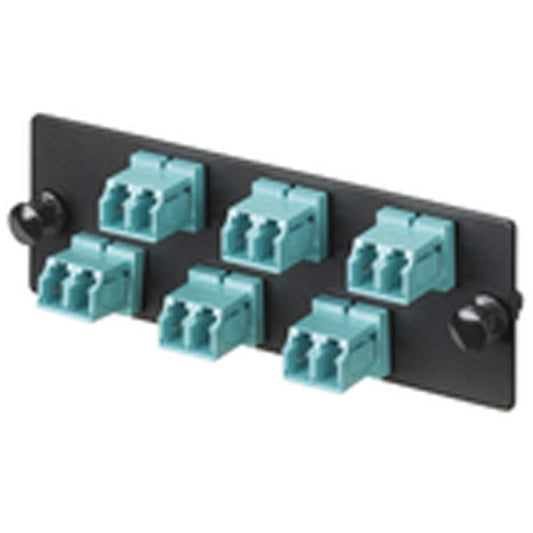 Panduit FAP6WAQDLCZ Multi-Mode 6-Port Fiber Adapter Panel with Zirconia Ceramic Split Sleeve, Aqua
