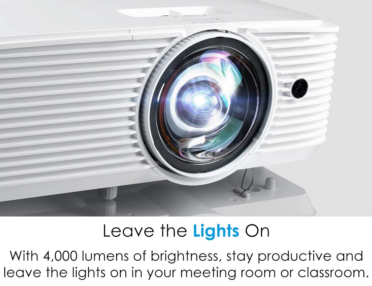 Optoma EH412 1080P HDR DLP Professional Projector | Super Bright 4500 Lumens | Business Presentations, Classrooms, and Meeting Rooms | 15000 Hour Lamp Life | 4K HDR Input | Speaker Built in , White