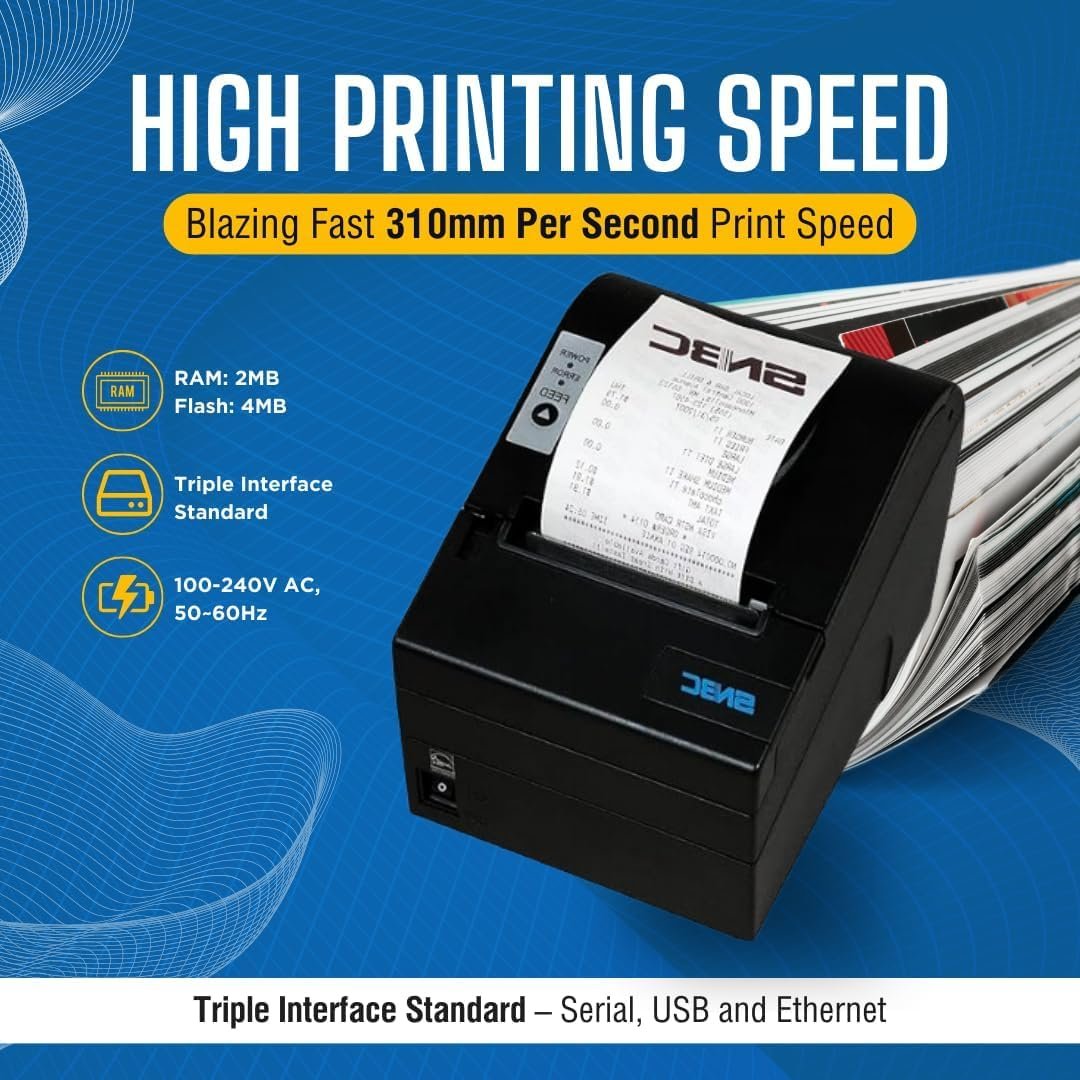 SNBC BTP-R880NPV Thermal Receipt Printer | Adjustable Paper Near-End Sensor, Includes Standard USB, Serial and Ethernet Interfaces
