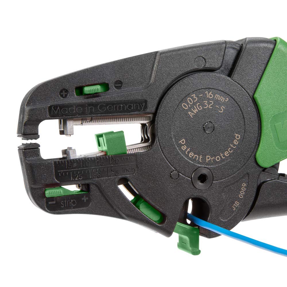 206-1125 | WAGO Quickstrip Vario Wire Stripper| Integrated Wire Cutter | 32-6 AWG | [Pack of 1],Green/Black