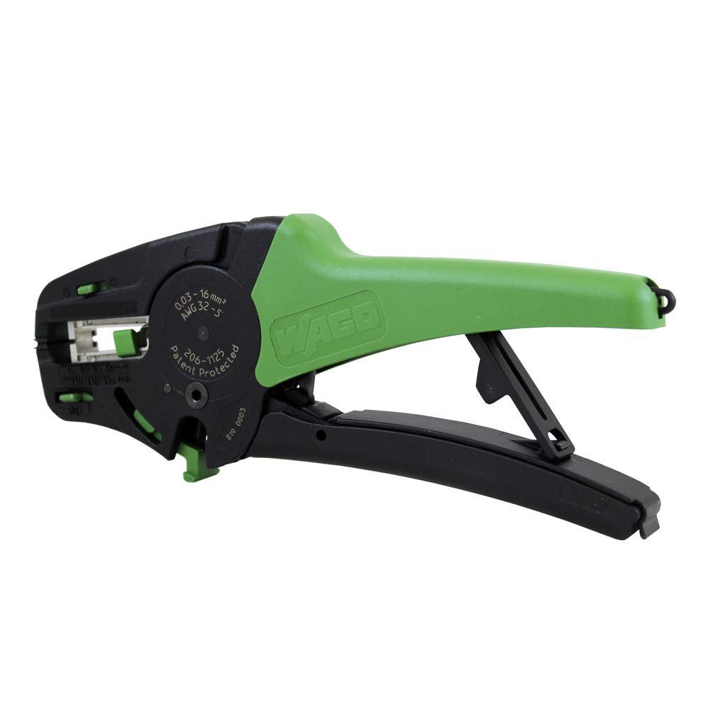 206-1125 | WAGO Quickstrip Vario Wire Stripper| Integrated Wire Cutter | 32-6 AWG | [Pack of 1],Green/Black