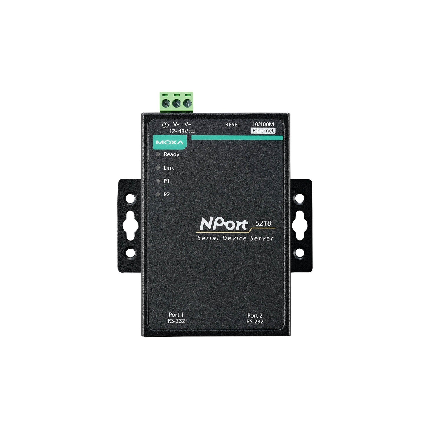 Moxa NPort 5210 Serial Device Server | 2-Port RS-232, 10/100M Ethernet, RJ45 8-Pin, 15kV ESD, 110V/230V (Adapter)