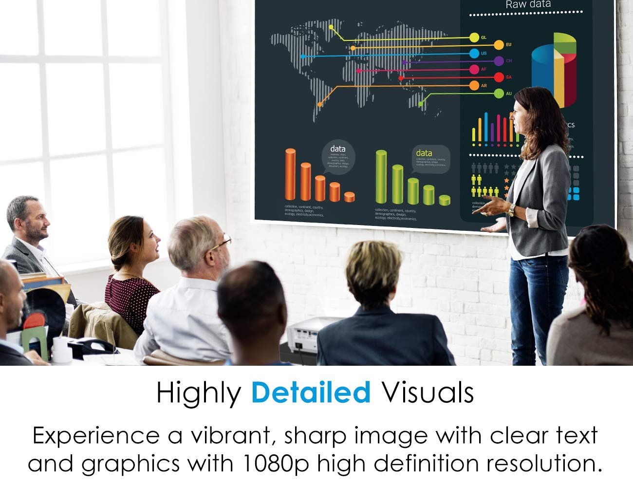 Optoma EH412ST 1080P HDR Professional Projector | Super Bright 4000 Lumens, Business Presentations, Classrooms, or Meeting Rooms, 15,000 hour lamp life, Speaker Built In , Portable