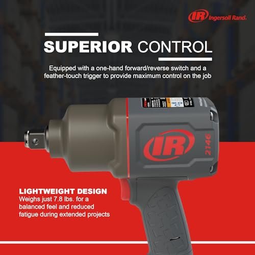 Ingersoll Rand 2146Q1MAX 3/4-Inch Drive, Air Impact Wrench, Quiet, 2,000 ft-lbs Nut-busting torque, Maintenance Duty, Pistol Grip, Standard Anvil , Gray