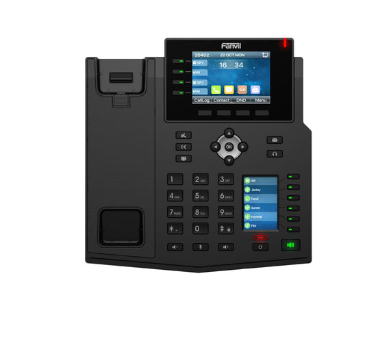Fanvil X5U V2 IP Phone with 3.5" Color Display, HD Voice, Dual Gigabit Ports, PoE, 16 SIP Lines, Professional VoIP Desk Phone for Office, Call Center and Business Communication