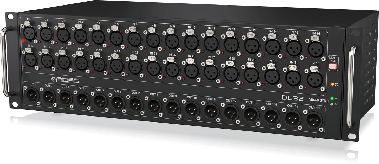 Midas DL32 Stage Box with Microphone Preamplifiers | 32 Input, 16 Output
