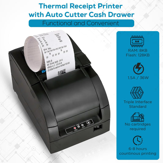 SNBC 132361 Model BTP-M300A Impact Receipt Printer, Black; with Cutter, Internal Power Supply (Compatible with Popular POS Software Applications)
