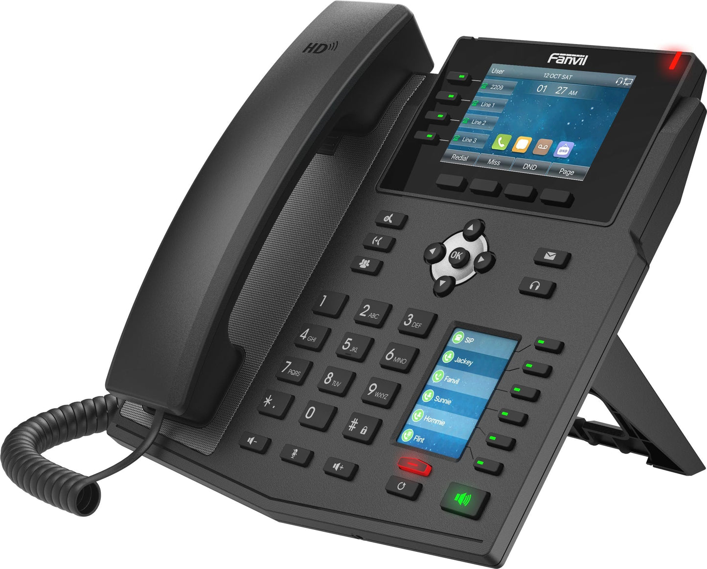 Fanvil X5U V2 IP Phone with 3.5" Color Display, HD Voice, Dual Gigabit Ports, PoE, 16 SIP Lines, Professional VoIP Desk Phone for Office, Call Center and Business Communication