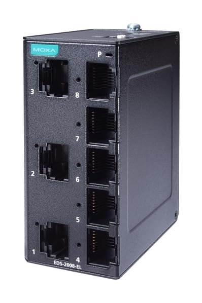 MOXA EDS-2008-EL 8-Port Entry-Level Unmanaged Switch, 8 10/100BaseTX Ports, Metal housing, -10 to 60°C