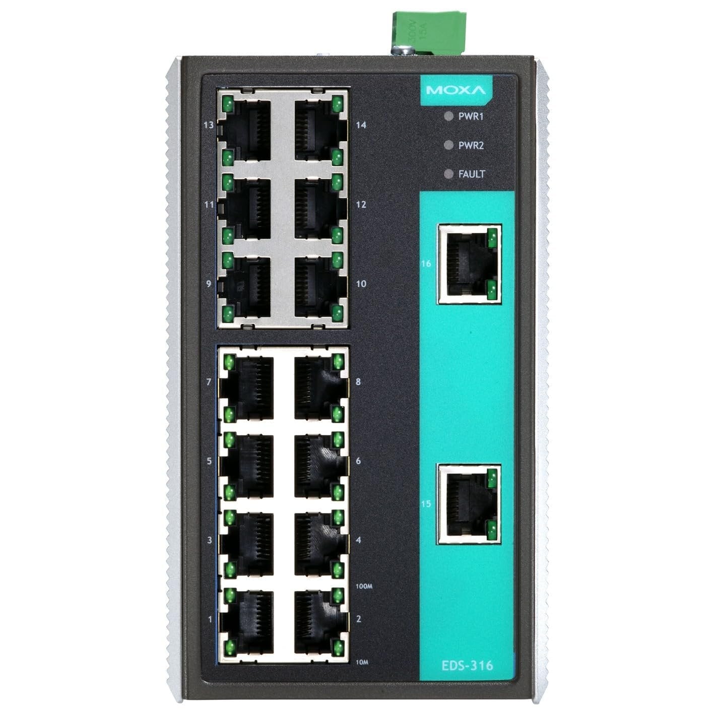 MOXA EDS-316 - 16 Ports Unmanaged Ethernet Switch with 16 10/100BaseT(X) Ports, 0 to 60°C Operating Temperature