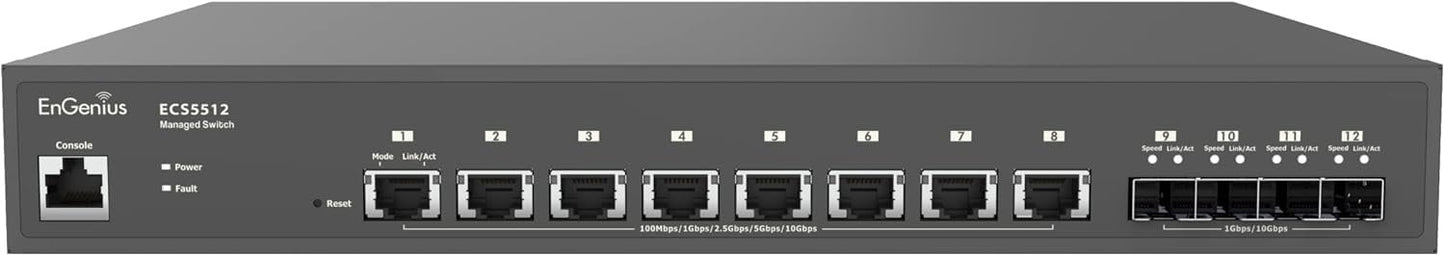 EnGenius Cloud 10 Gigabit ECS5512 8-Port 10G with 4 10G SFP+ Uplink Ports
