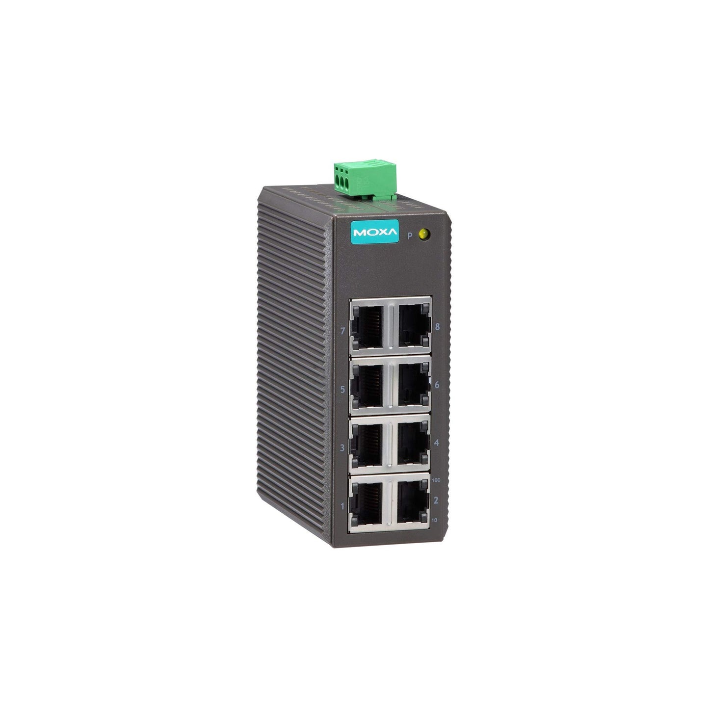 EDS-208 - Moxa 8 Port Entry Level unmanaged Ethernet Switch w/(8) 10/100BTX Ports (Plastic housing) (Power Supply not Included).