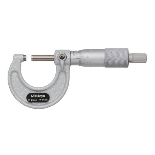 Mitutoyo 103-146-10 Outside Micrometer, Baked-enamel Finish, Ratchet Stop, 225-250mm Range, 0.01mm Graduation, +/-0.005mm Accuracy