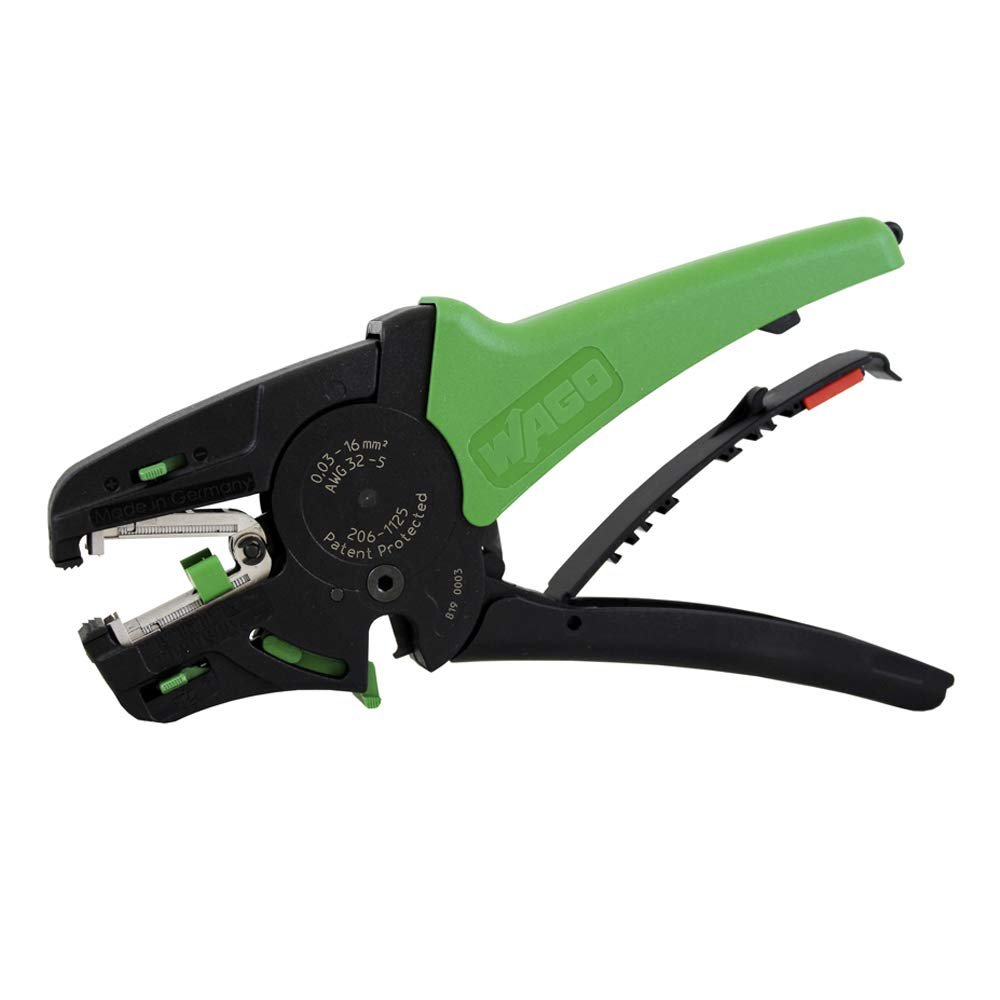 206-1125 | WAGO Quickstrip Vario Wire Stripper| Integrated Wire Cutter | 32-6 AWG | [Pack of 1],Green/Black