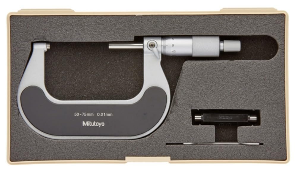 Mitutoyo Outside Micrometer | Heat Insulated Frame, Ratchet Stop, Metric