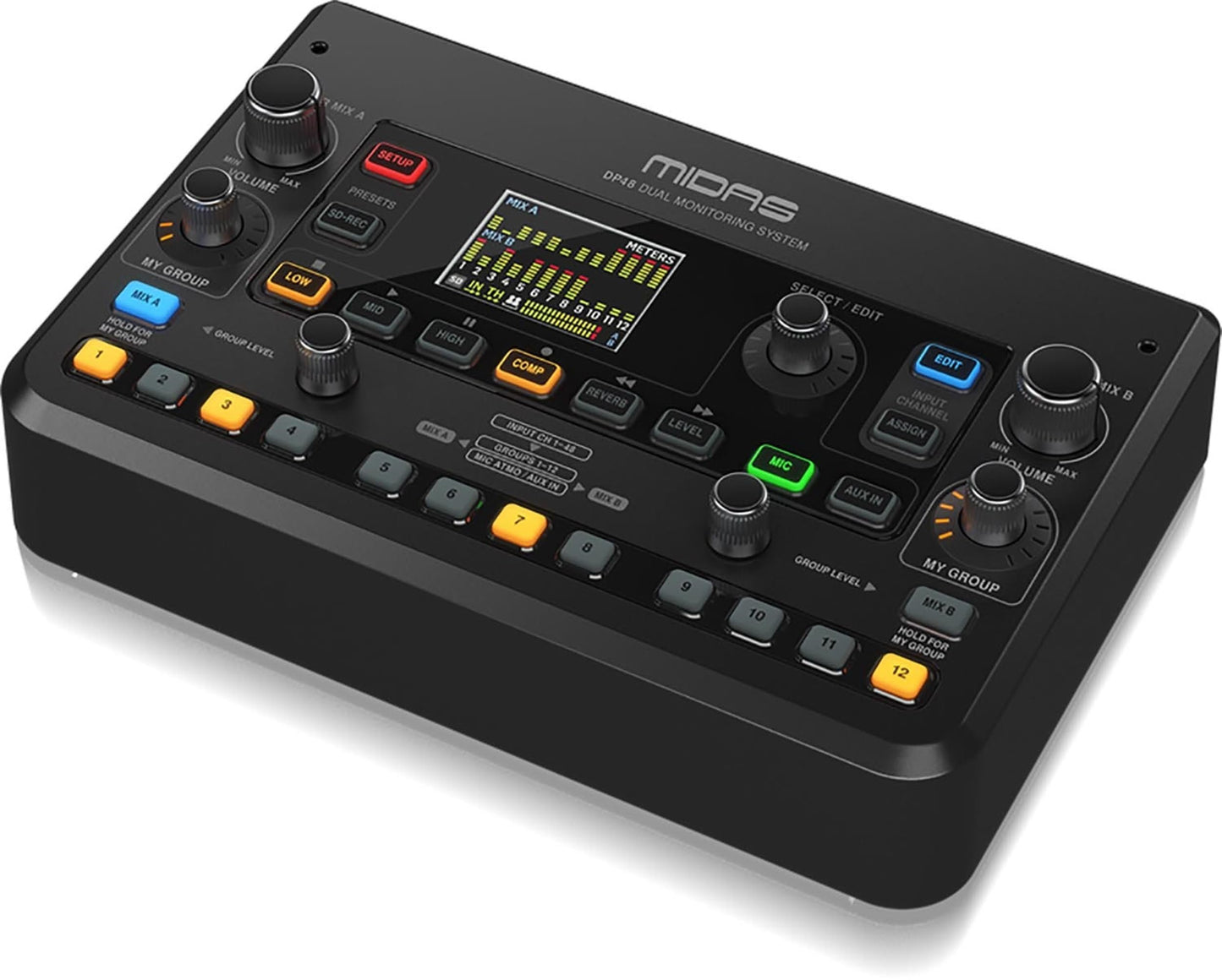 Midas DP48 Dual 48 Channel Personal Monitor Mixer | with SD Card Recorder, Stereo Ambience Microphone and Remote Powering
