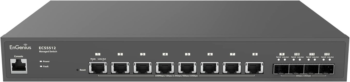 EnGenius Cloud 10 Gigabit ECS5512 8-Port 10G with 4 10G SFP+ Uplink Ports