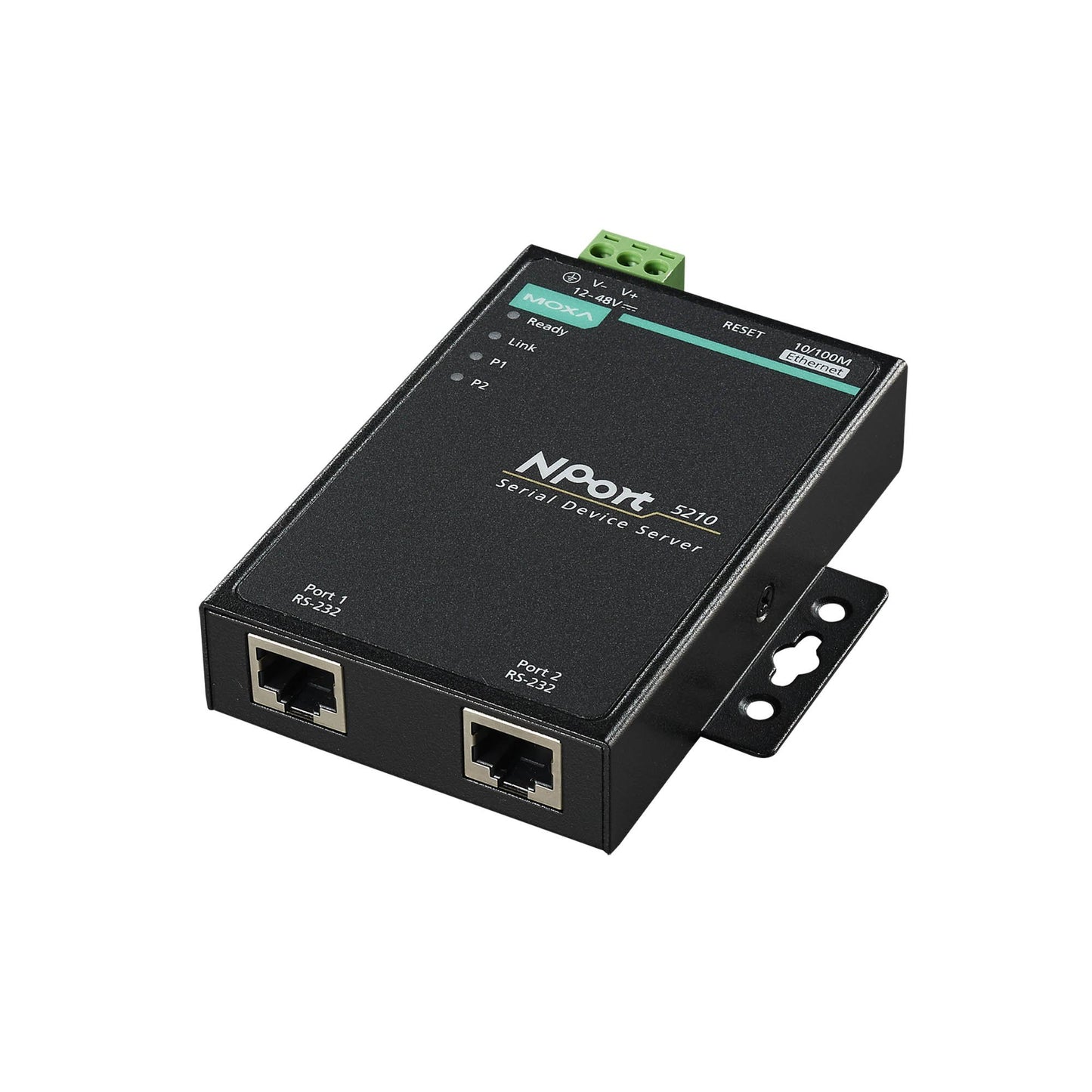 Moxa NPort 5210 Serial Device Server | 2-Port RS-232, 10/100M Ethernet, RJ45 8-Pin, 15kV ESD, 110V/230V (Adapter)