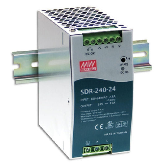 Mean Well SDR-240-48 Power Supply, AC to DC DIN-Rail, 240 W, 48 Volt, 5 Amp, 240 Watt, 2.5" x 4.9" x 4.5" Size